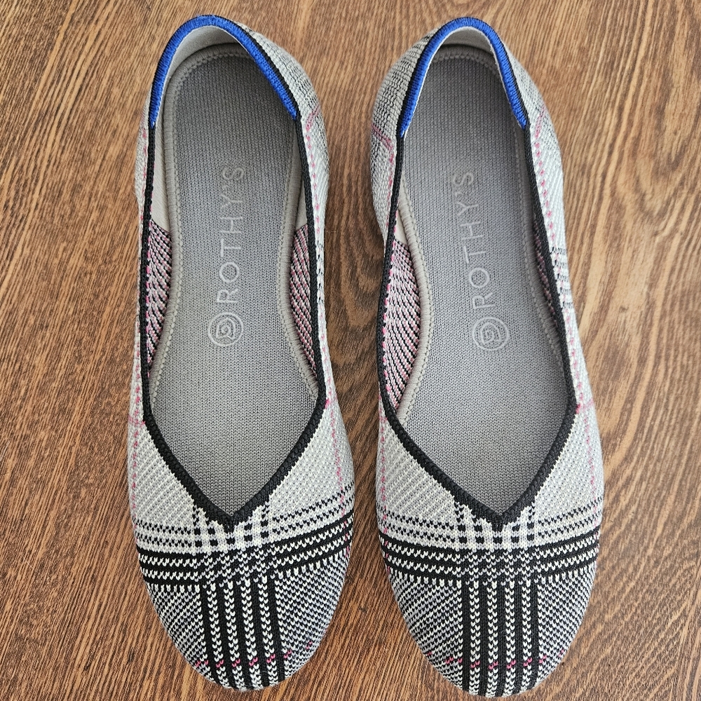 Rothy's The Flat Grey Glen Plaid, size 9